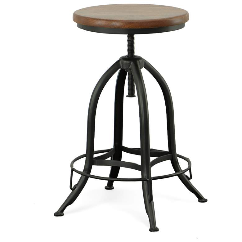 Image 1 Ryder Black Base Chestnut Seat Adjustable Barstool