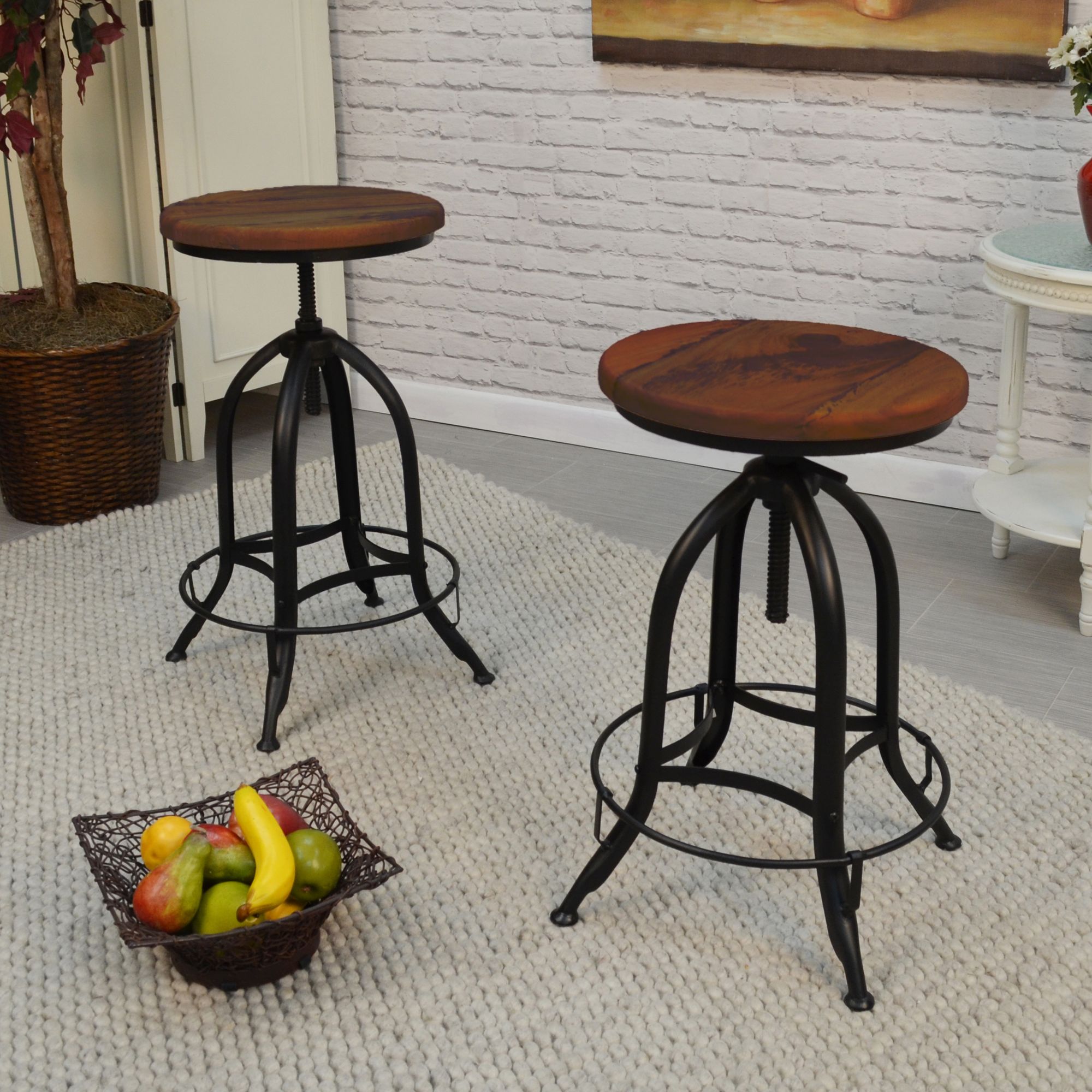 Image 4 Ryder Black Base Chestnut Seat Adjustable Barstool more views