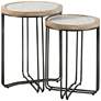 Ryder Black Metal and Woven Rattan Nesting Tables Set of 2
