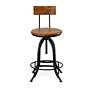 4_Ryder Chestnut Wood and Black Iron Swivel Adjustable Stool more views