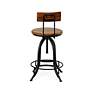 5_Ryder Chestnut Wood and Black Iron Swivel Adjustable Stool more views