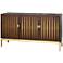 Ryker 57"W Chestnut Brown and Gold 3-Door Credenza Cabinet