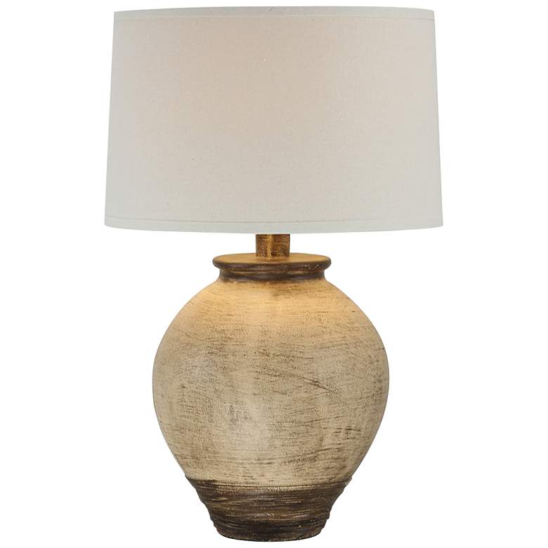 Image 2 Ryker Distressed Brown Hydrocal Urn Table Lamp