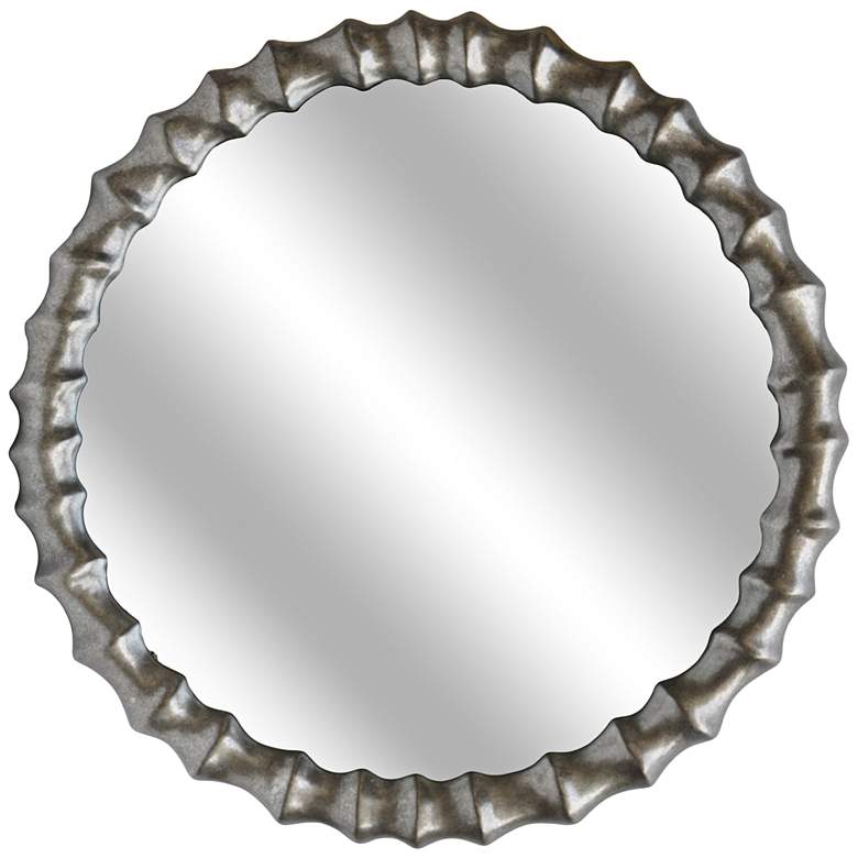 Image 1 Rylan Antiqued Silver 36 inch Round Beveled Wall Mirror