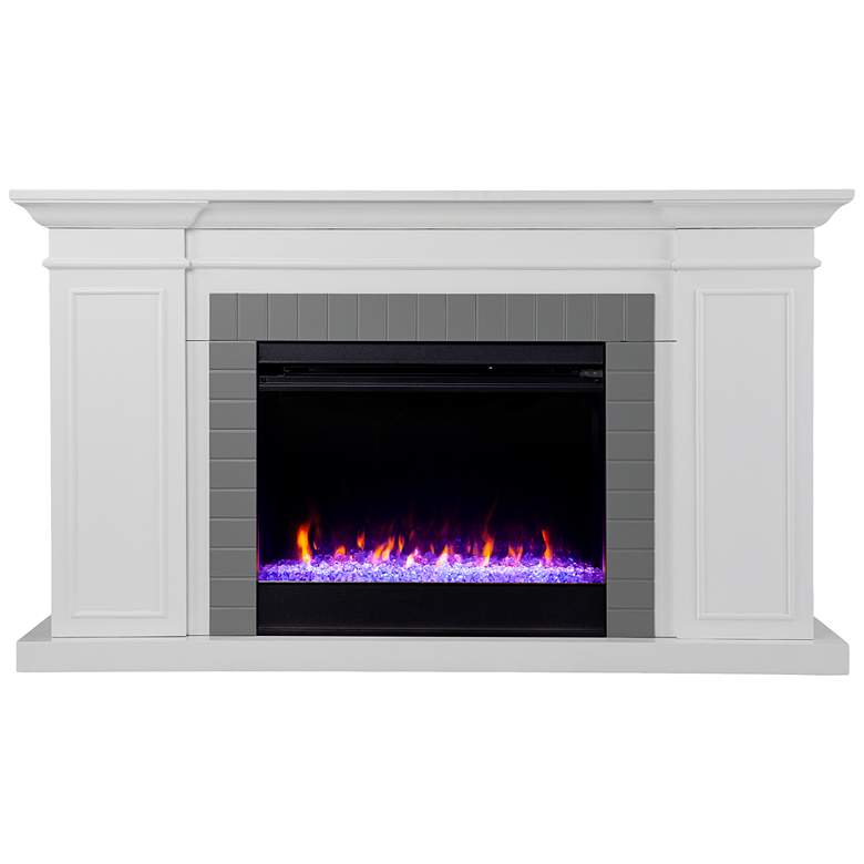 Image 2 Rylana 54 3/4"W Color Changing White Gray Electric Fireplace