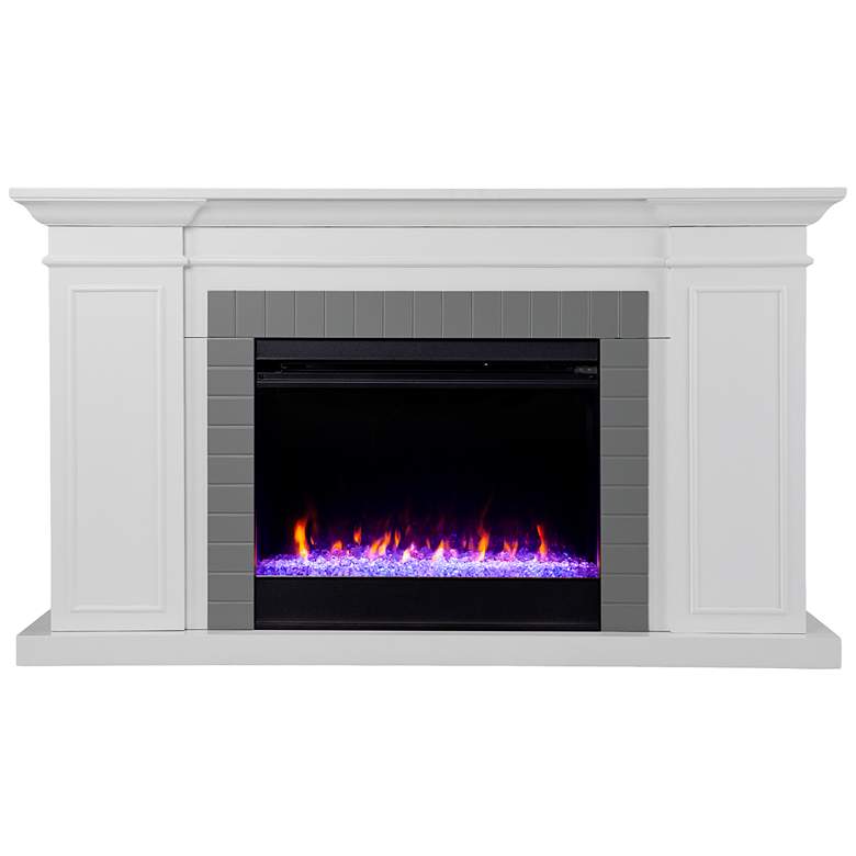 Image 2 Rylana 54 3/4"W Color Changing White Gray Electric Fireplace
