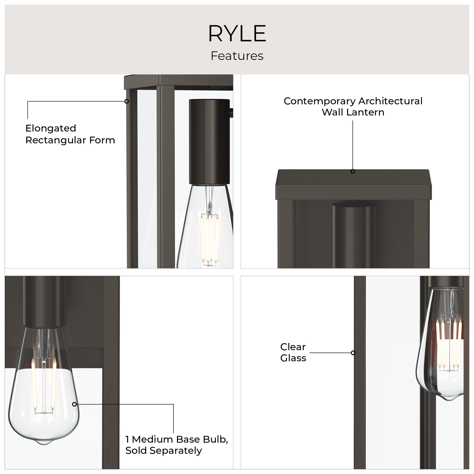 Ryle One-Light Extra Large Wall Lantern with Clear Glass Panels