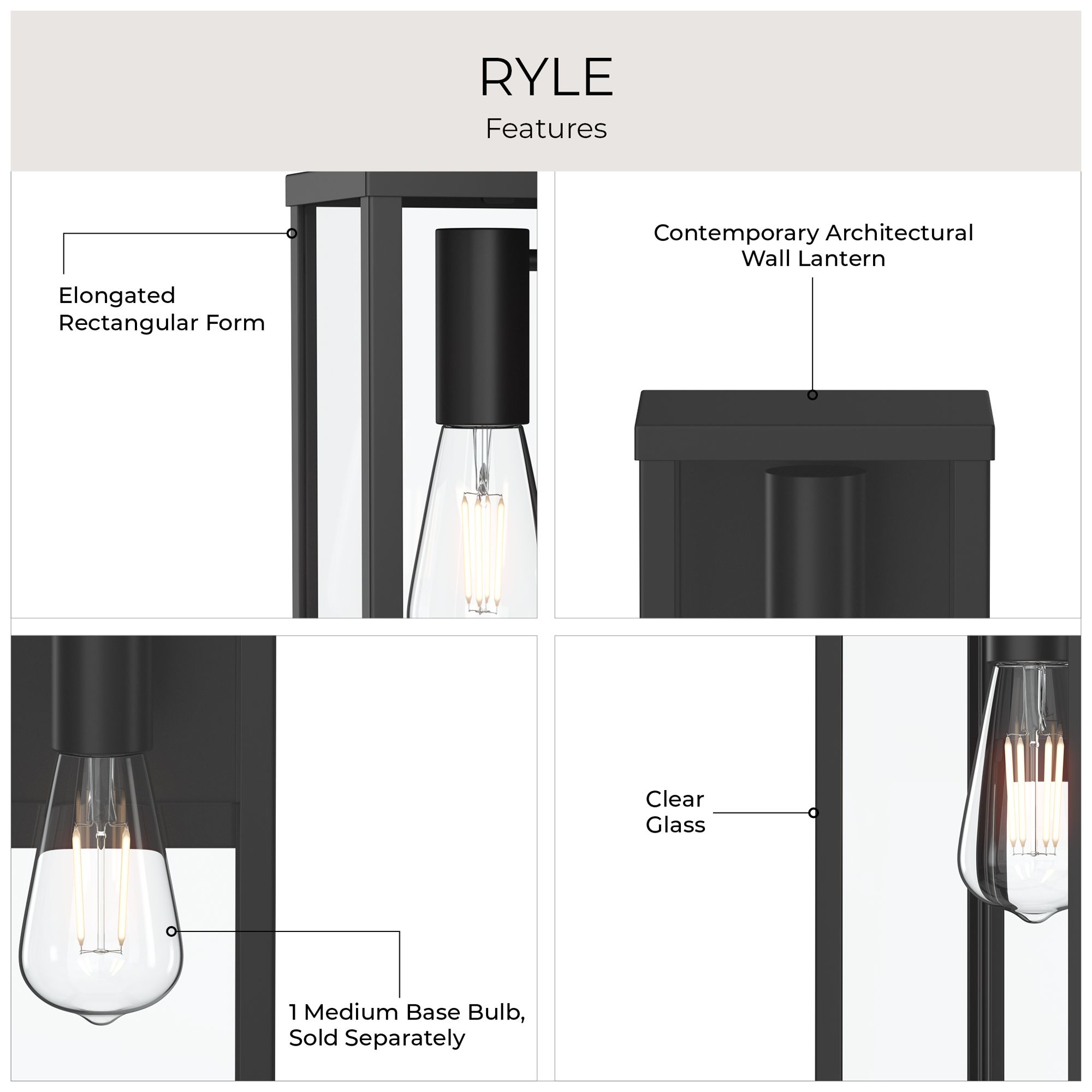 Ryle One-Light Extra Large Wall Lantern with Clear Glass Panels