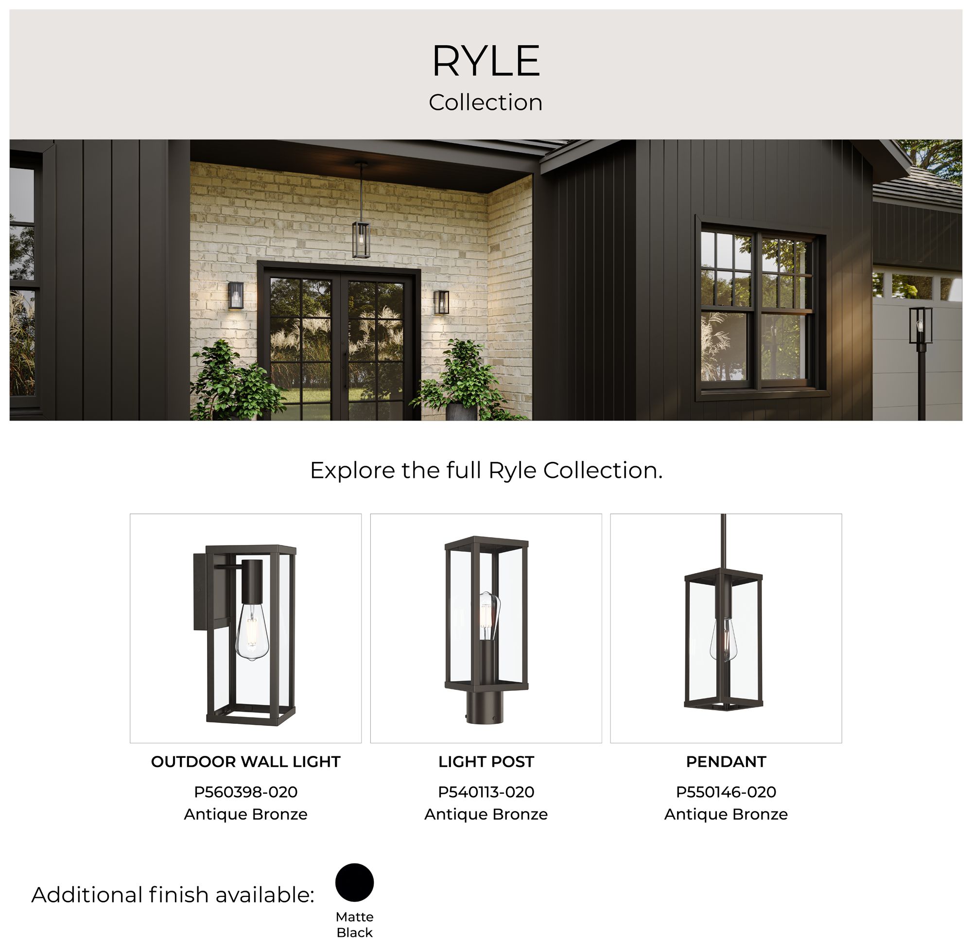 Ryle One-Light Large Wall Lantern with Clear Glass Panels