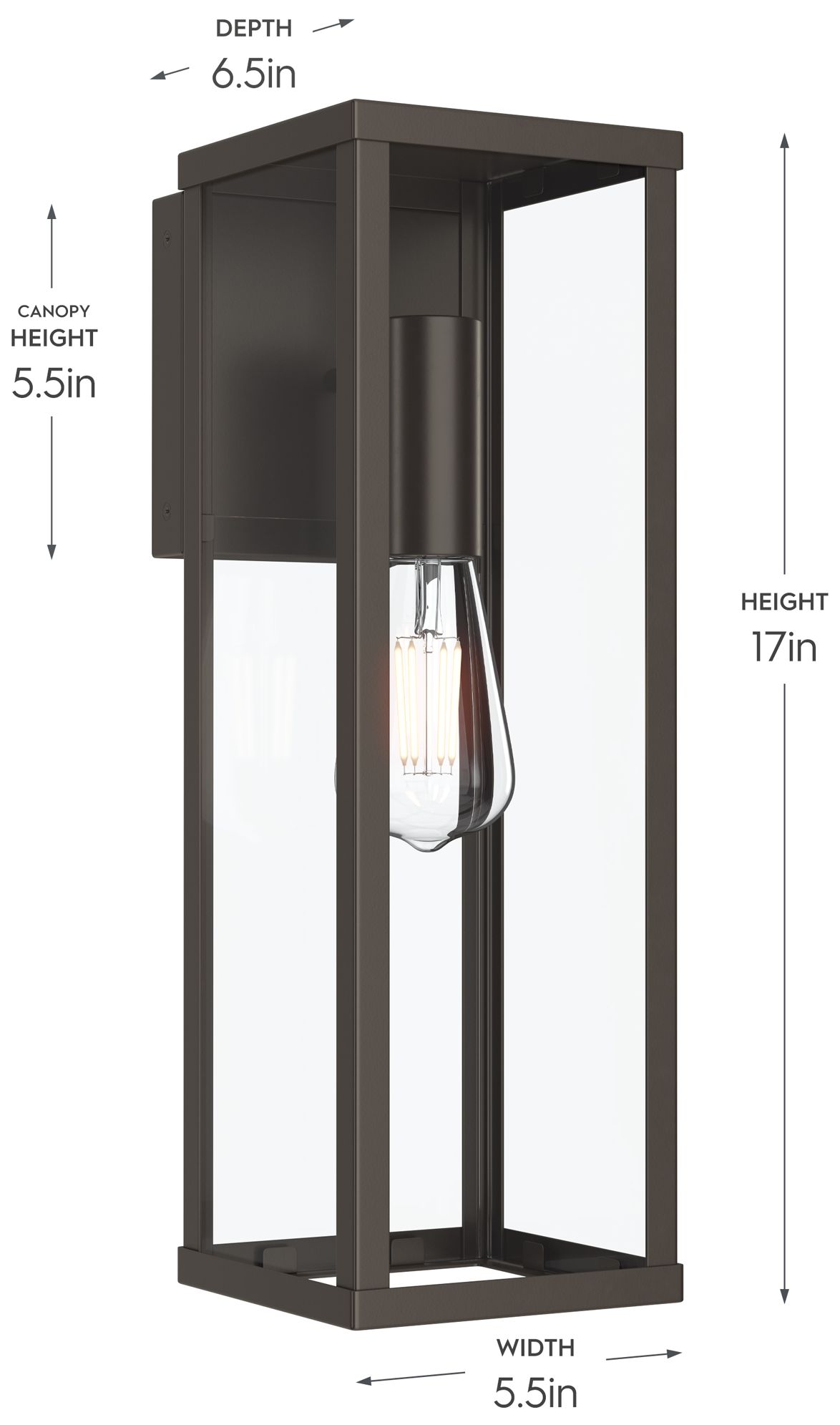 Image 6 Ryle One-Light Large Wall Lantern with Clear Glass Panels more views