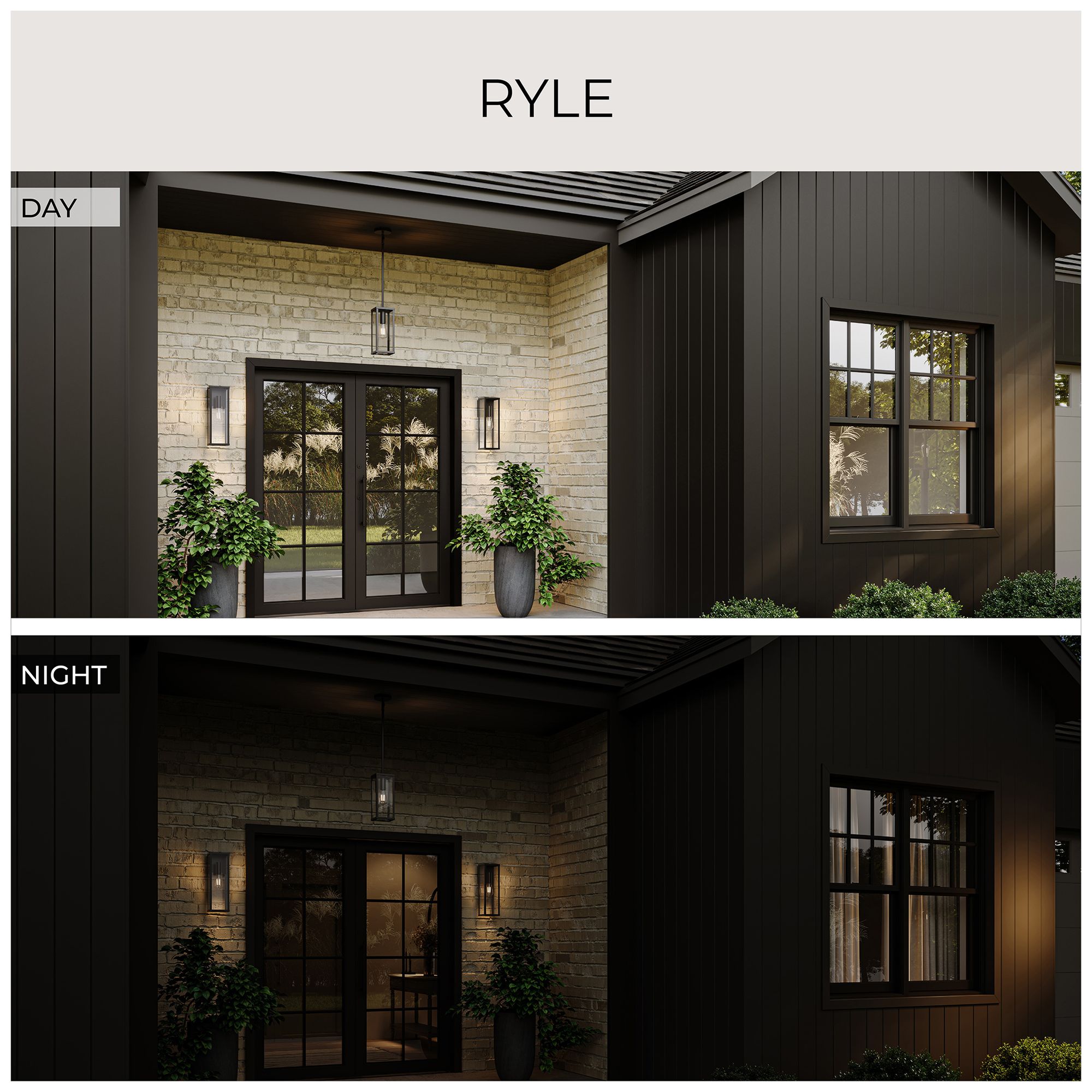 Ryle One-Light Large Wall Lantern with Clear Glass Panels