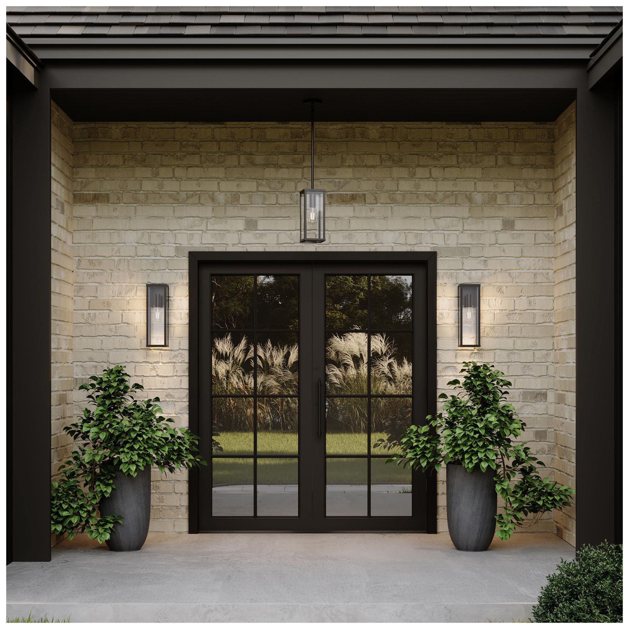 Ryle One-Light Large Wall Lantern with Clear Glass Panels