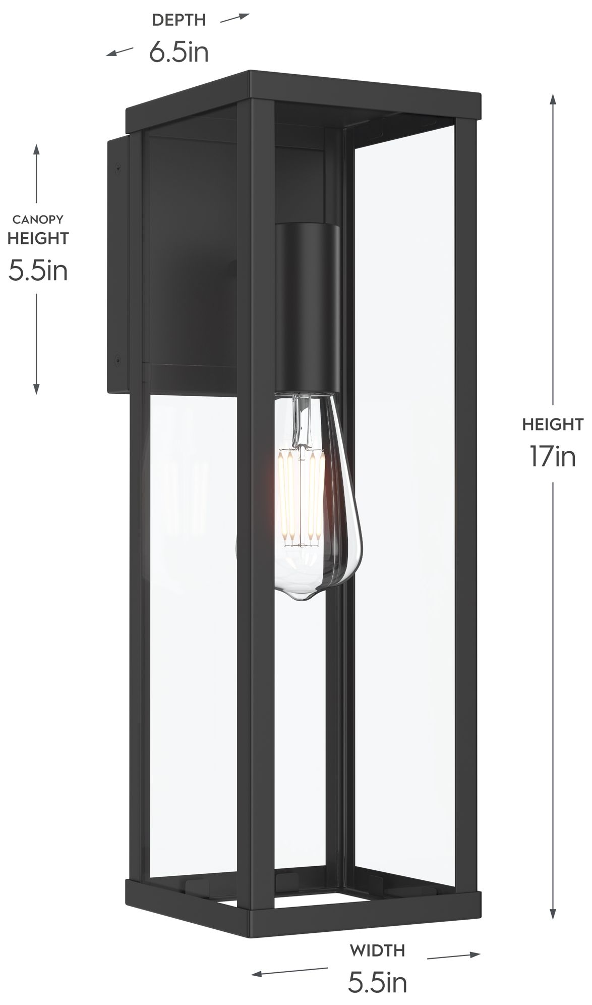 Image 6 Ryle One-Light Large Wall Lantern with Clear Glass Panels more views