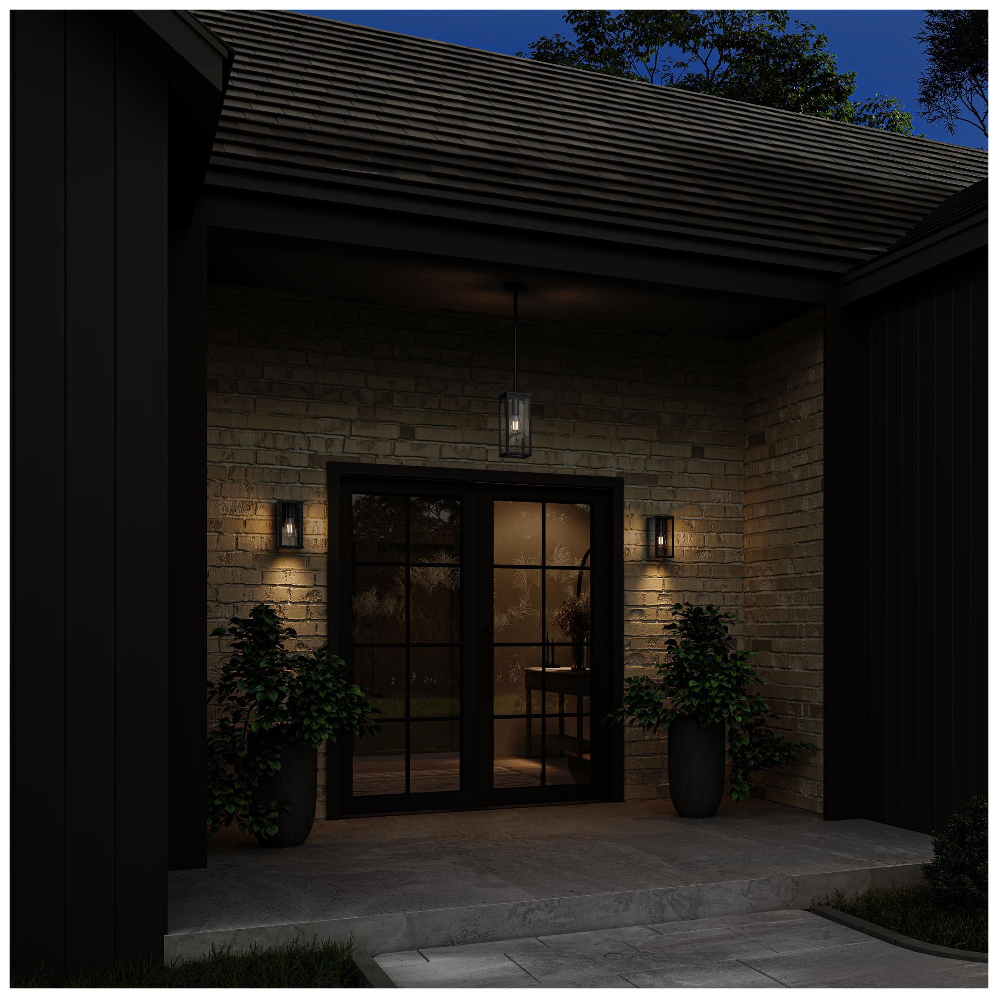 Ryle One-Light Outdoor Pendant Light with Clear Glass Panels