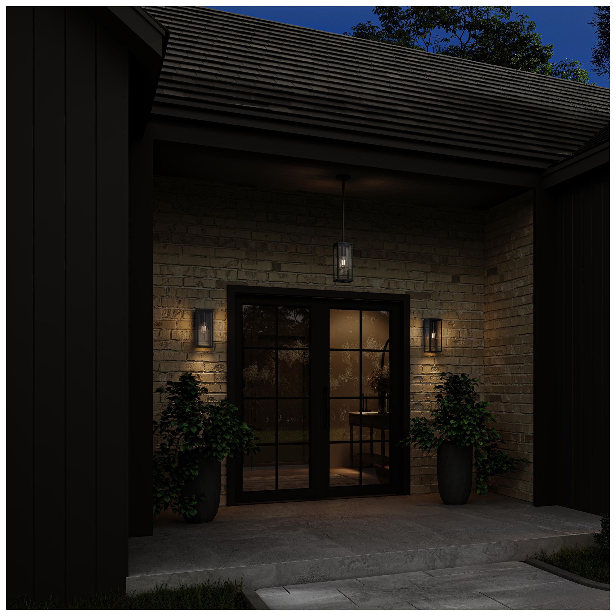 Image 5 Ryle One-Light Outdoor Pendant Light with Clear Glass Panels more views