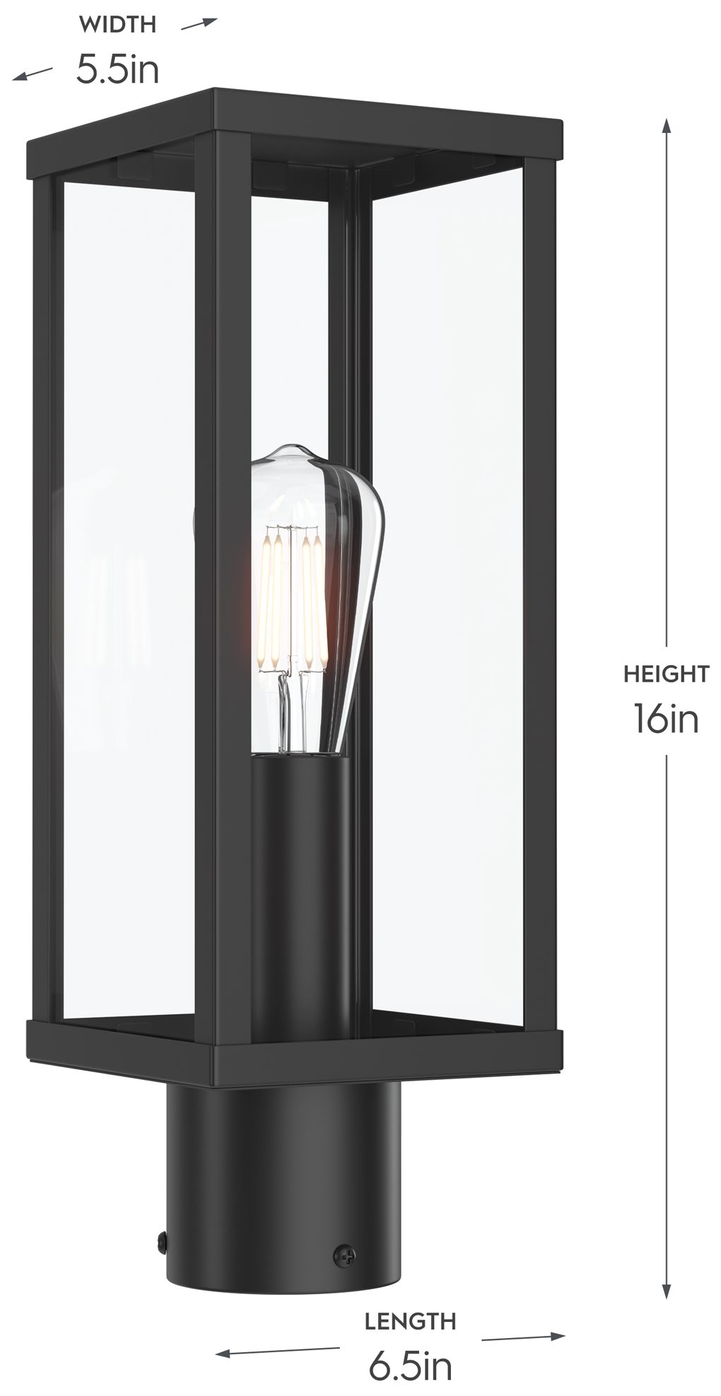 Image 5 Ryle One-Light Post Mount Lantern with Clear Glass Panels more views