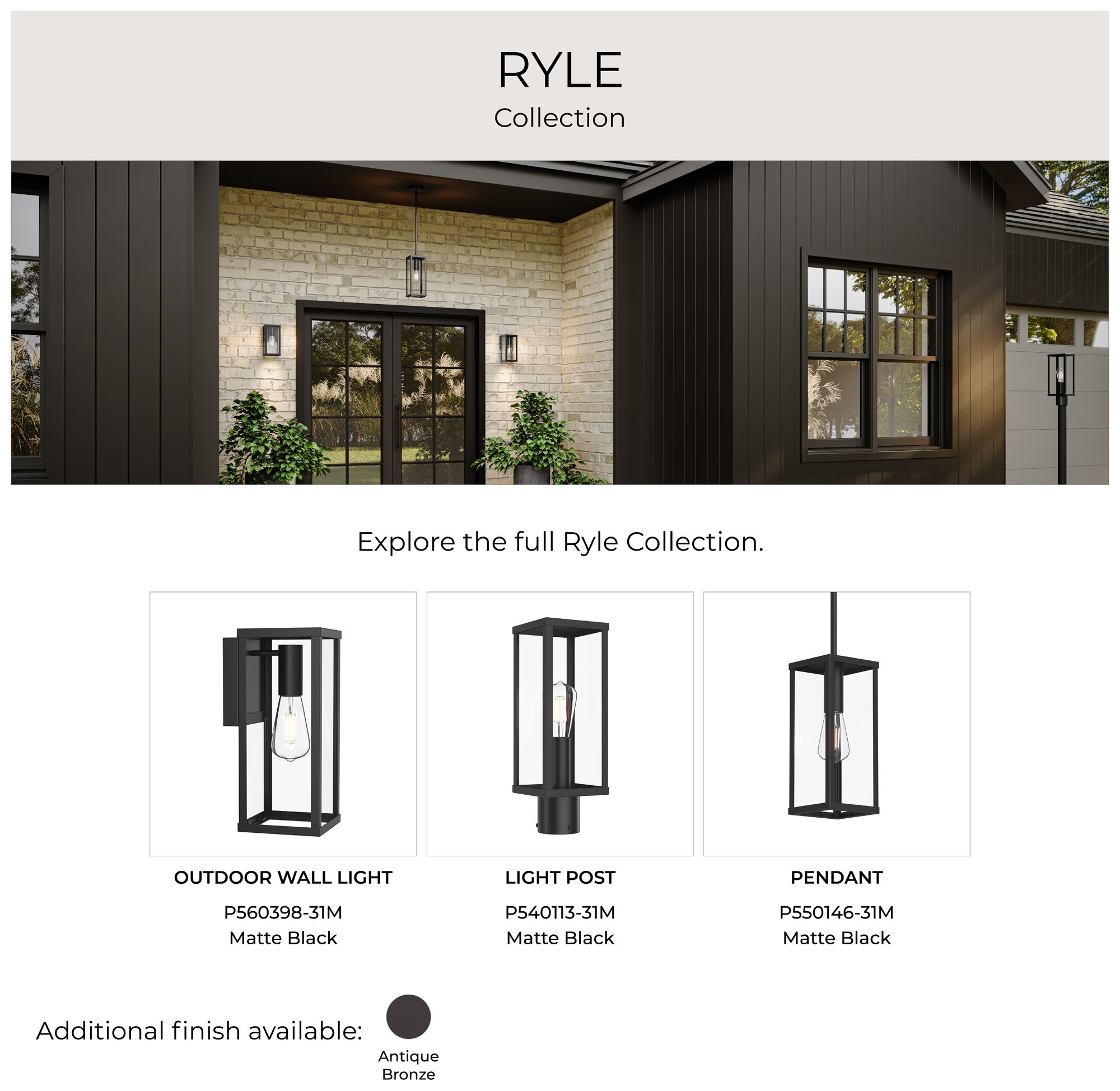 Ryle One-Light Post Mount Lantern with Clear Glass Panels