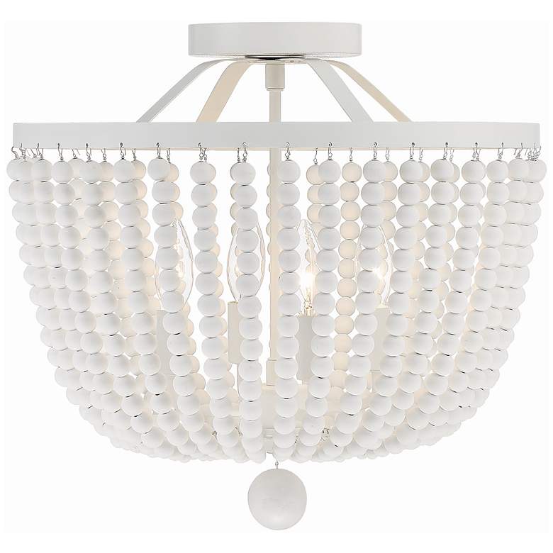 Image 1 Rylee 16 1/2" Wide 4-Light Matte White Beaded Ceiling Light