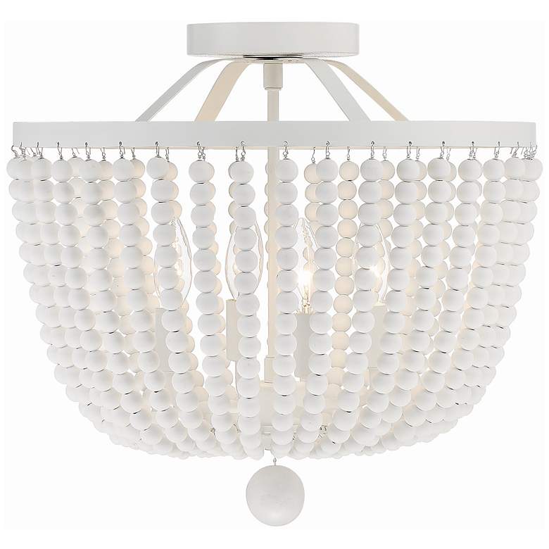 Image 1 Rylee 16 1/2 inch Wide 4-Light Matte White Beaded Ceiling Light