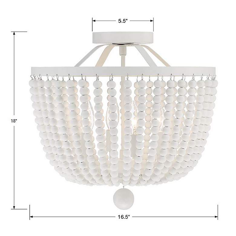 Image 5 Rylee 16 1/2 inch Wide 4-Light Matte White Beaded Ceiling Light more views