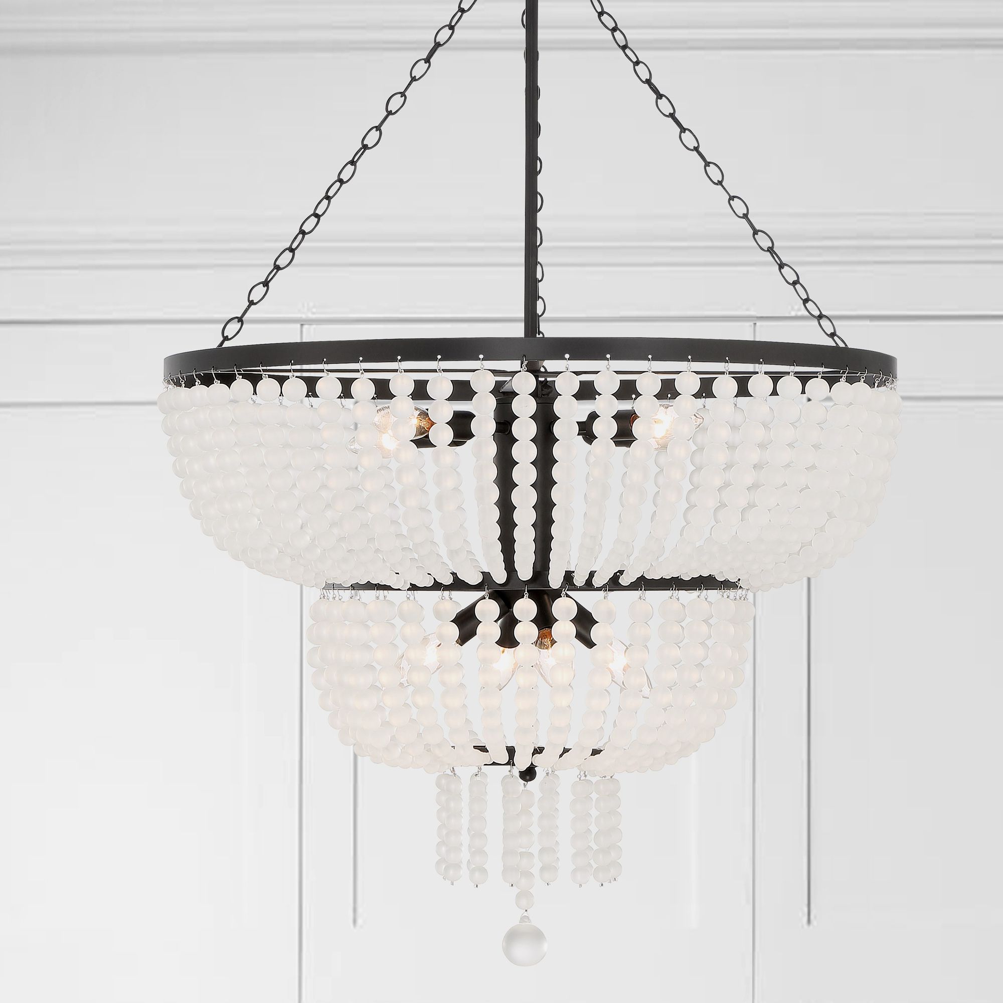 Rylee 24 3/4" Wide Matte Black 8-Light Waterfall Chandelier in scene