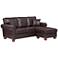 Rylee Cocoa Faux Leather L-Shaped Sectional Sofa w/ Pillows
