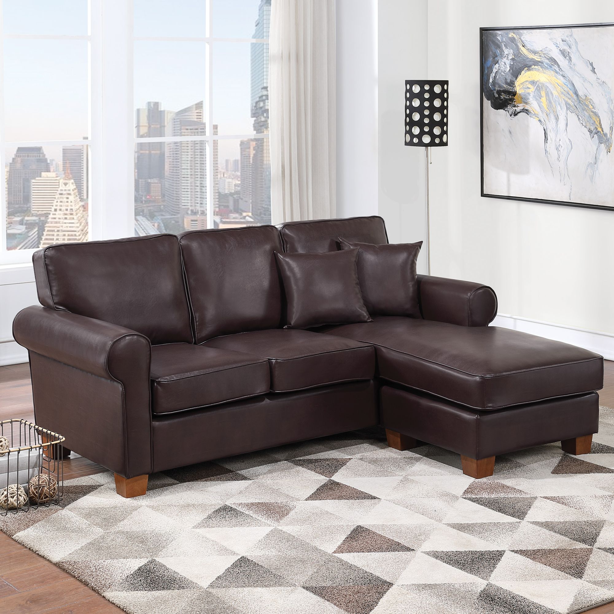 Faux leather on sale small sectional