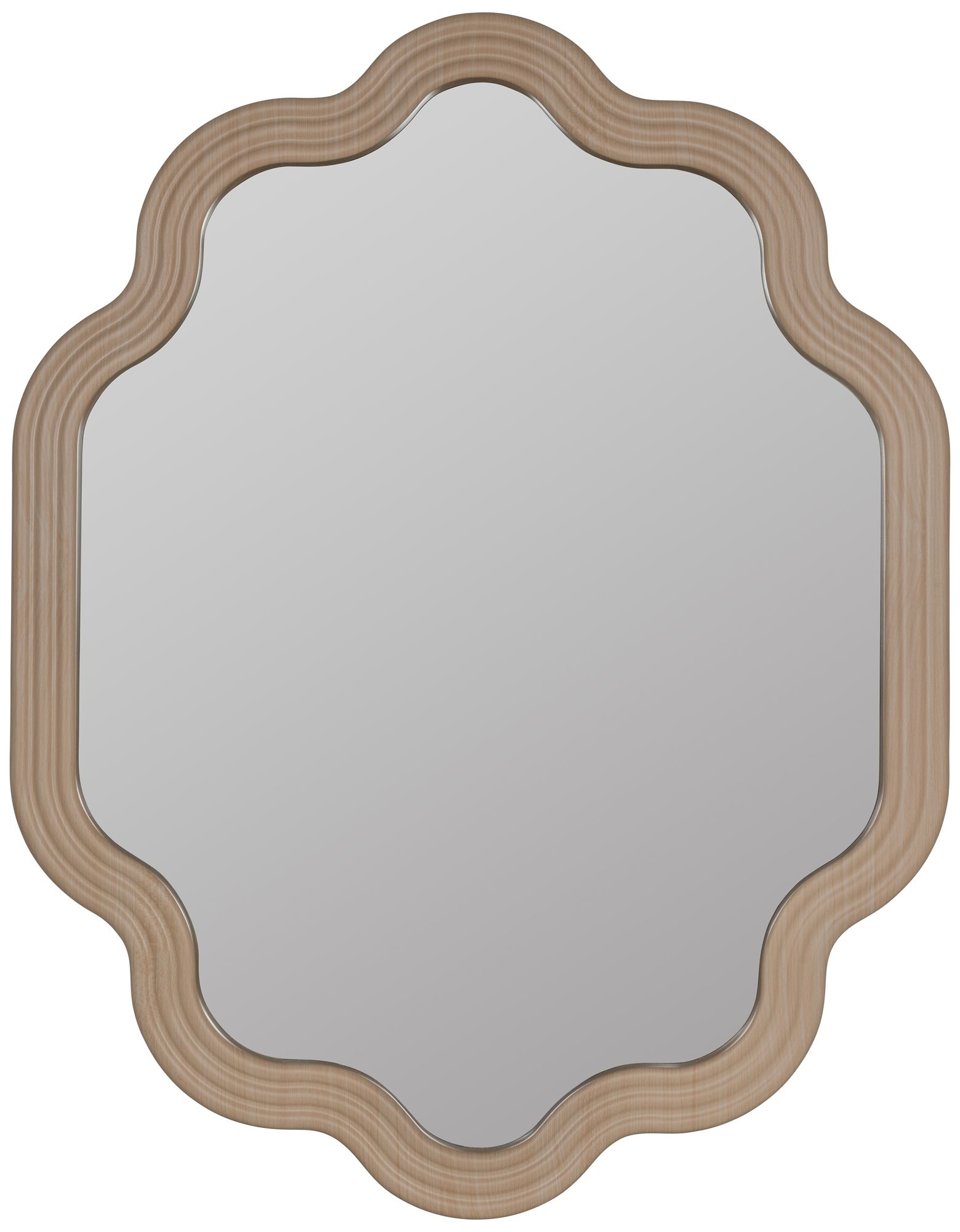Rylee Natural Oak Wood 28" x 36" Scalloped Wall Mirror - #358X8 | Lamps ...