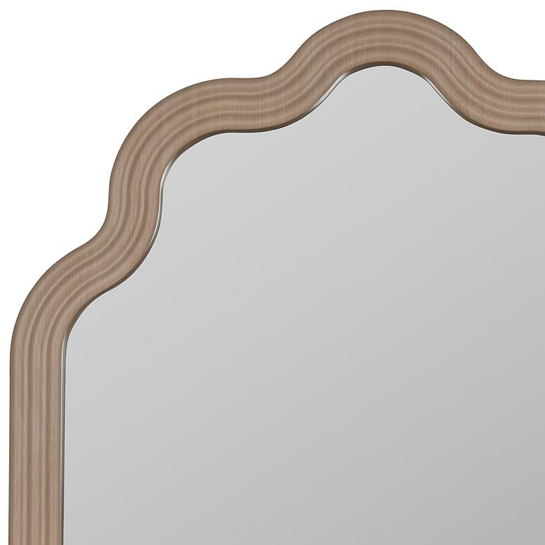 Image 3 Rylee Natural Oak Wood 28 inch x 36 inch Scalloped Wall Mirror more views