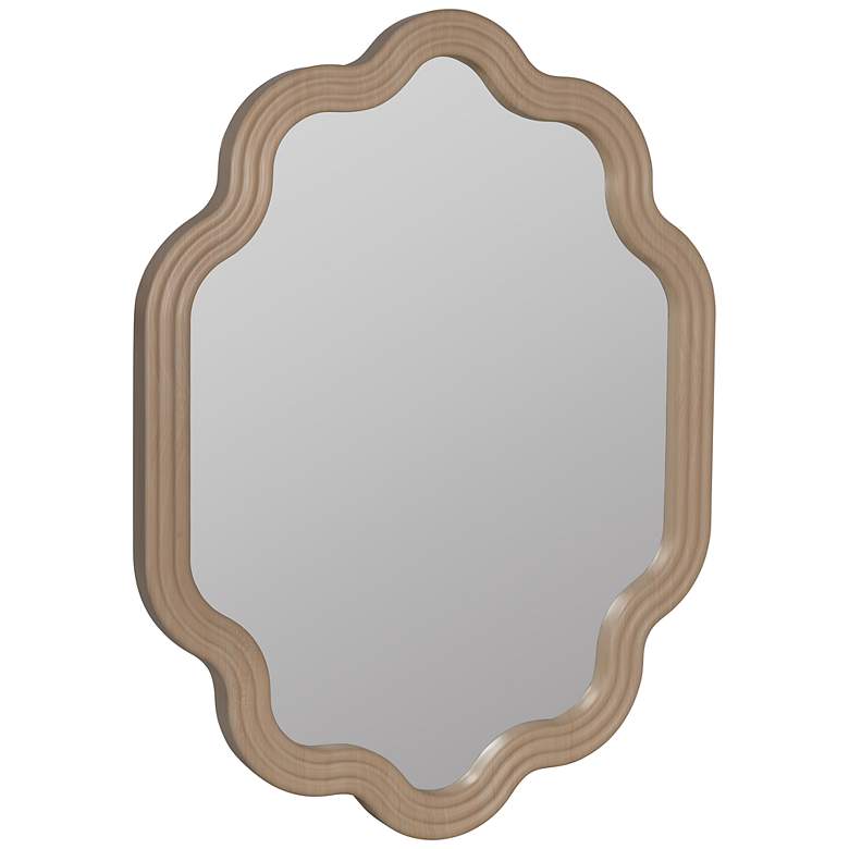Image 4 Rylee Natural Oak Wood 28 inch x 36 inch Scalloped Wall Mirror more views