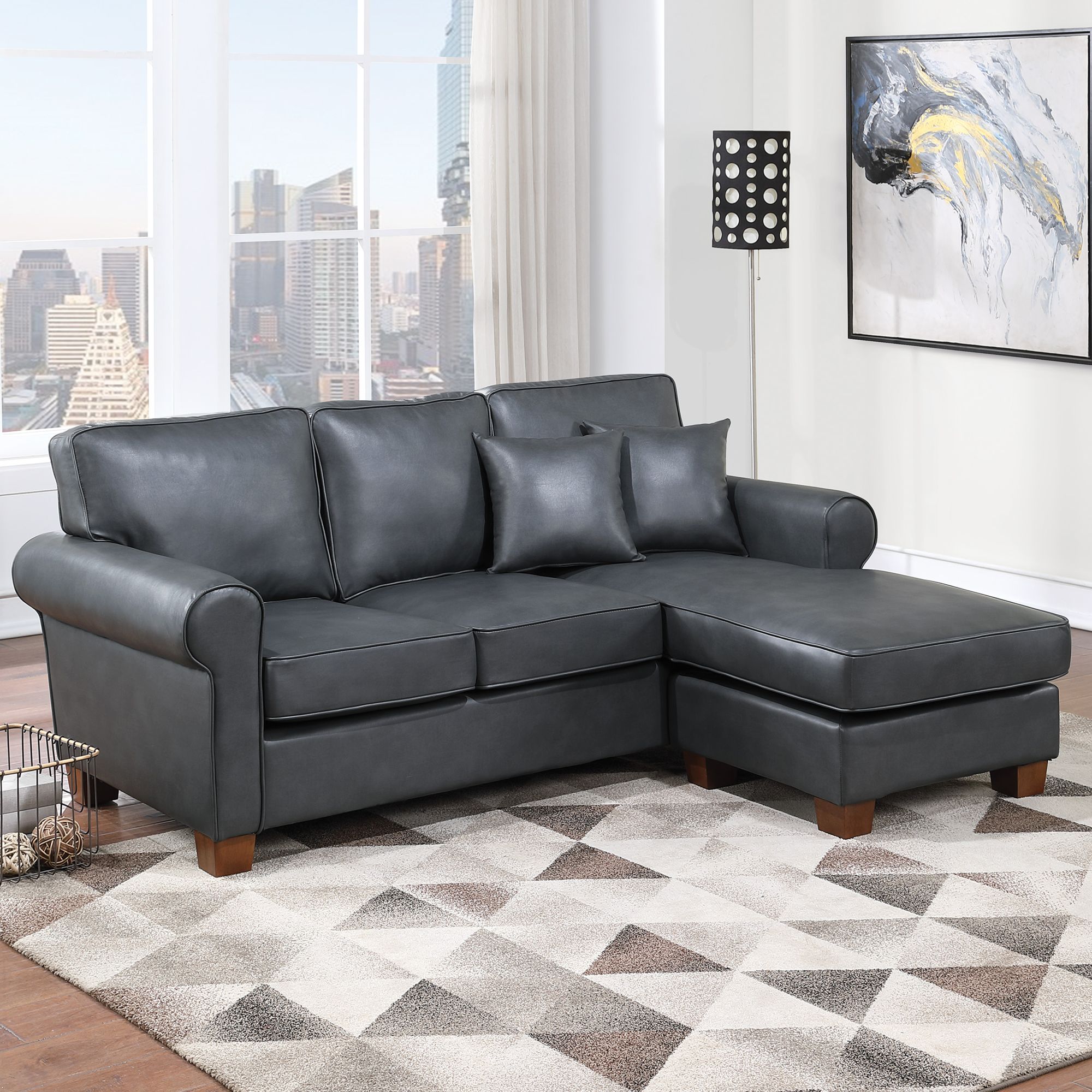 L shaped deals leather sectional couch