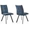 Rylee Set of 2 Dining Accent Chairs in Blue Fabric and Black Finish
