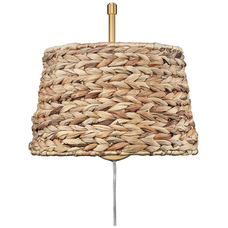 Image 1 Ryleigh 1-Light Swing Arm in Brushed Champ. Bronze with Woven Sweet Grass