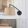 Thumbnail1 of Ryleigh 12" Wide Matte Black 1-Light Swing Arm with Natural Sisal