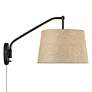 Thumbnail3 of Ryleigh 12" Wide Matte Black 1-Light Swing Arm with Natural Sisal more views
