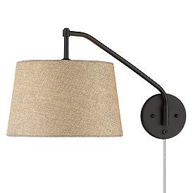 Image5 of Ryleigh 12" Wide Matte Black 1-Light Swing Arm with Natural Sisal more views