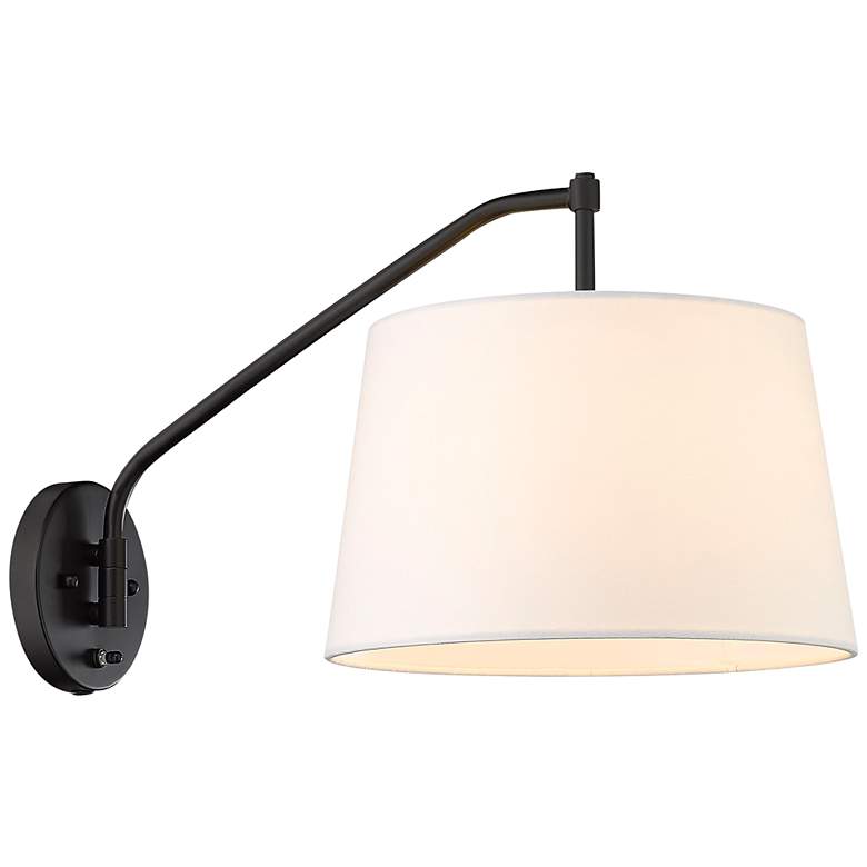 Image 3 Ryleigh Matte Black Plug-In Swing Arm Wall Lamp