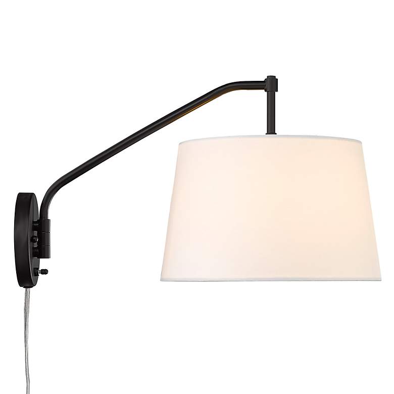 Image 7 Ryleigh Matte Black Plug-In Swing Arm Wall Lamp more views