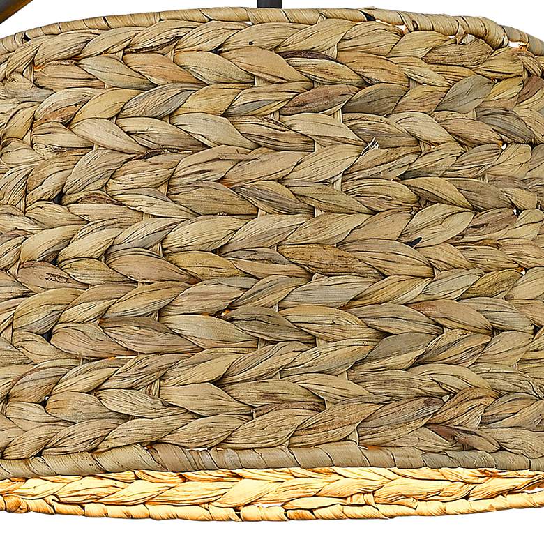 Image 3 Ryleigh Matte Black Swing Arm Wall Lamp w/ Woven Grass Shade more views