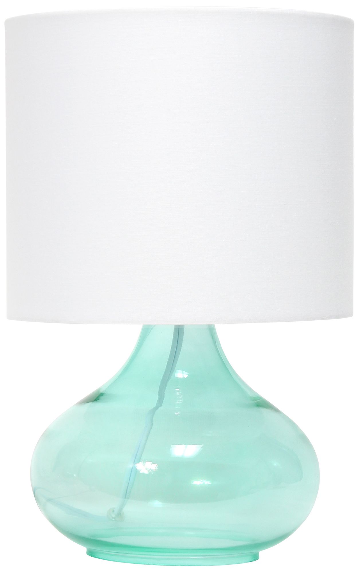 Ryley 13.75" Teal Glass Raindrop Table Lamp with White Shade