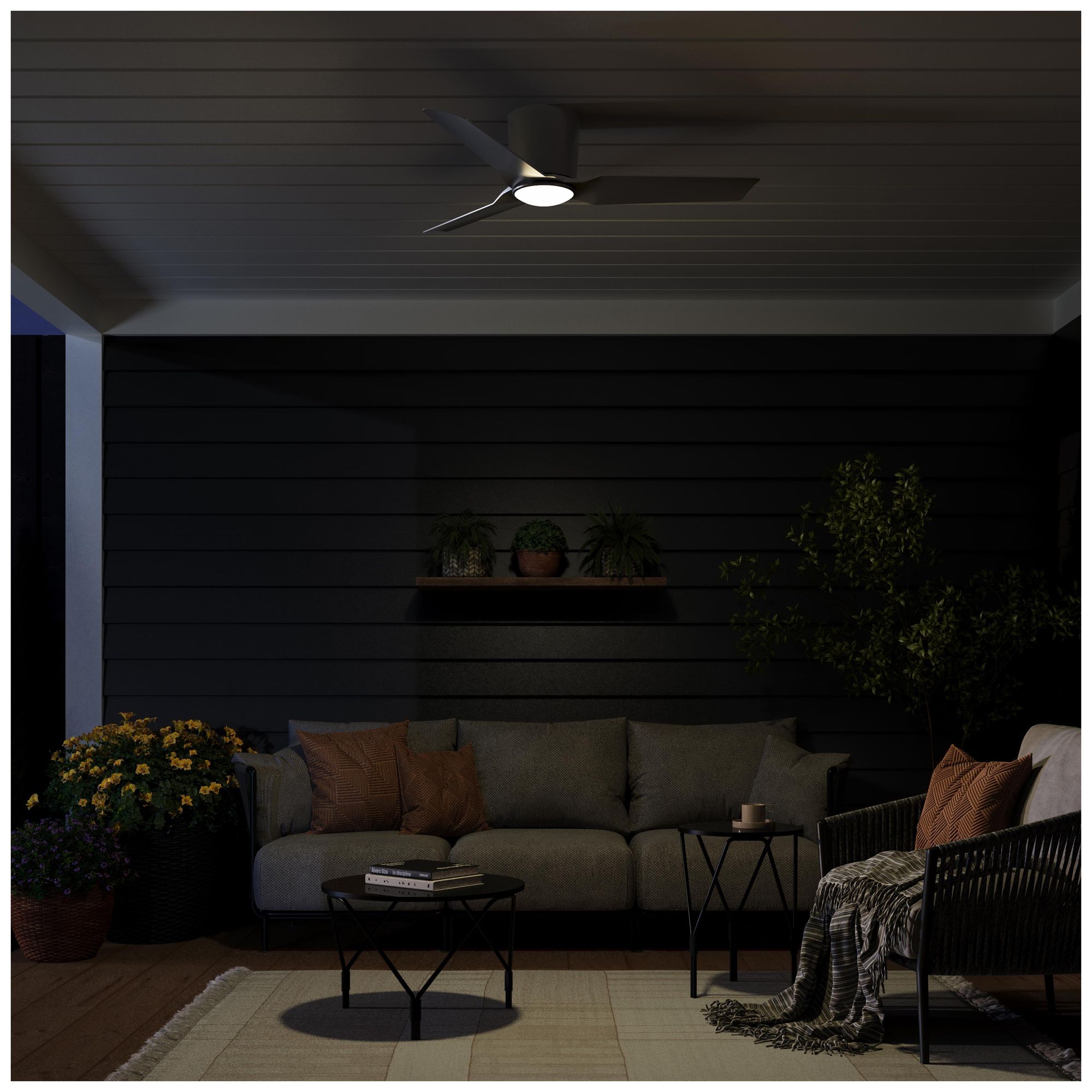 Image 4 Rynn Collection 48-in. Three Blade Flush Mount Modern LED Ceiling Fan more views