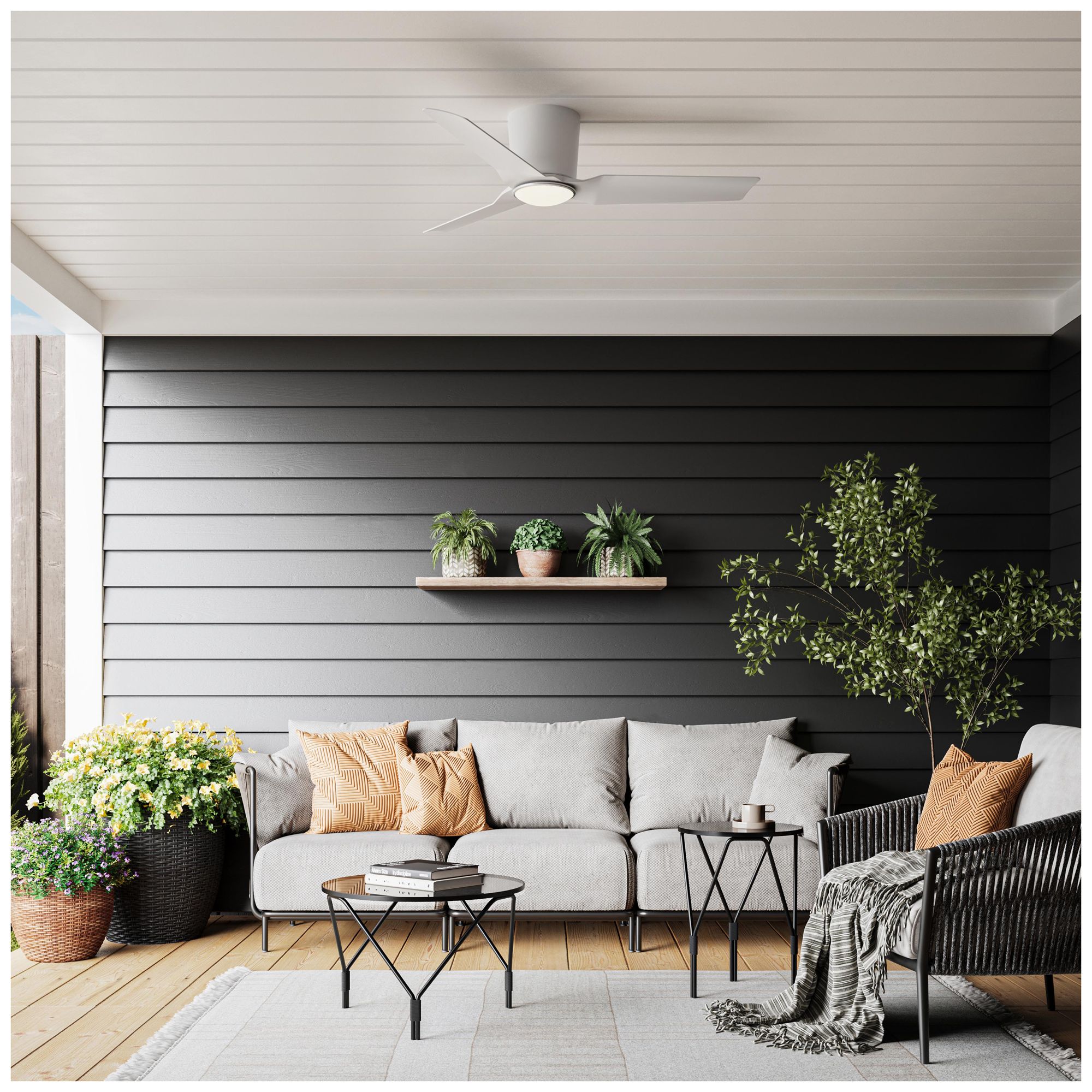 Image 2 Rynn Collection 48-in. Three Blade Flush Mount Modern LED Ceiling Fan more views