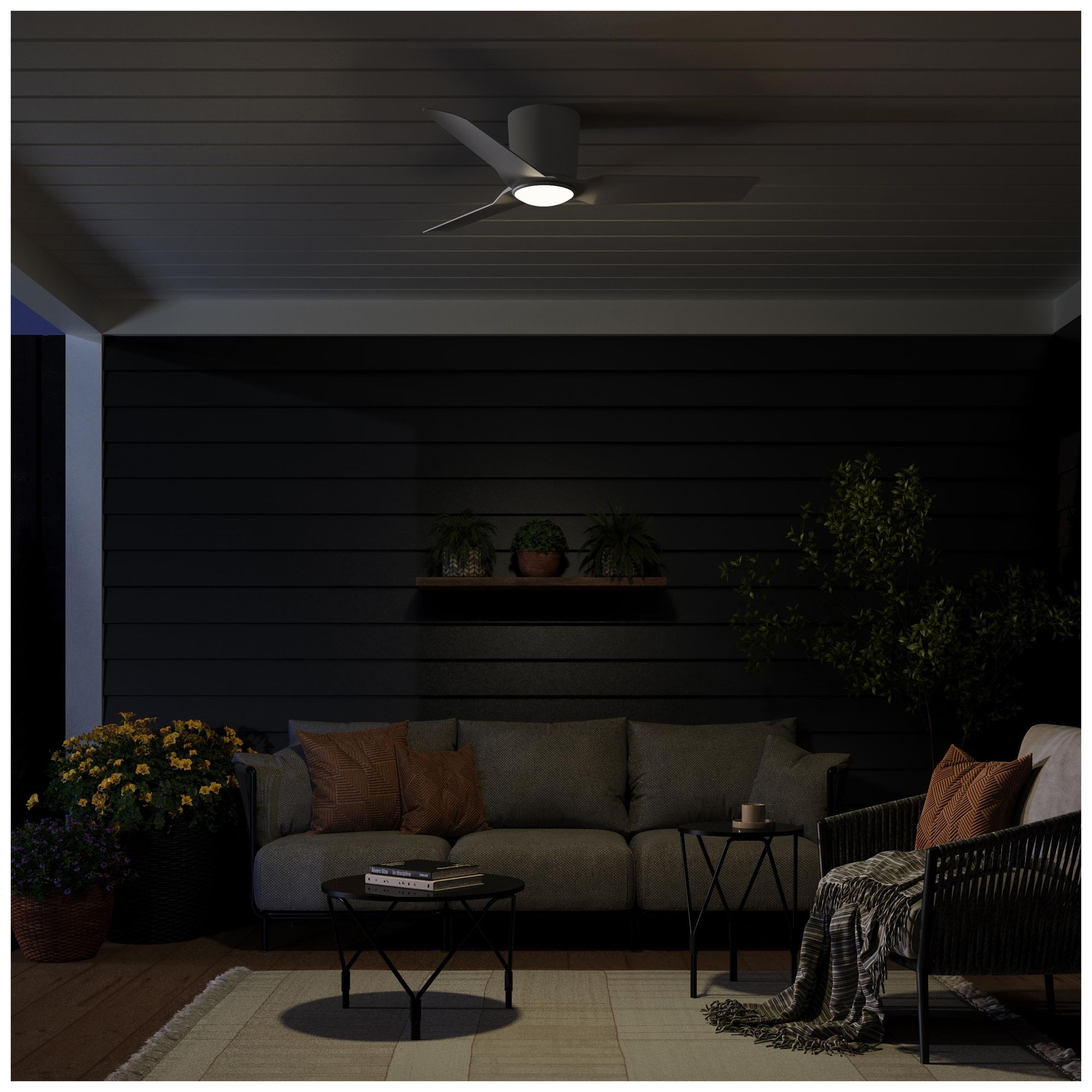 Image 4 Rynn Collection 48-in. Three Blade Flush Mount Modern LED Ceiling Fan more views