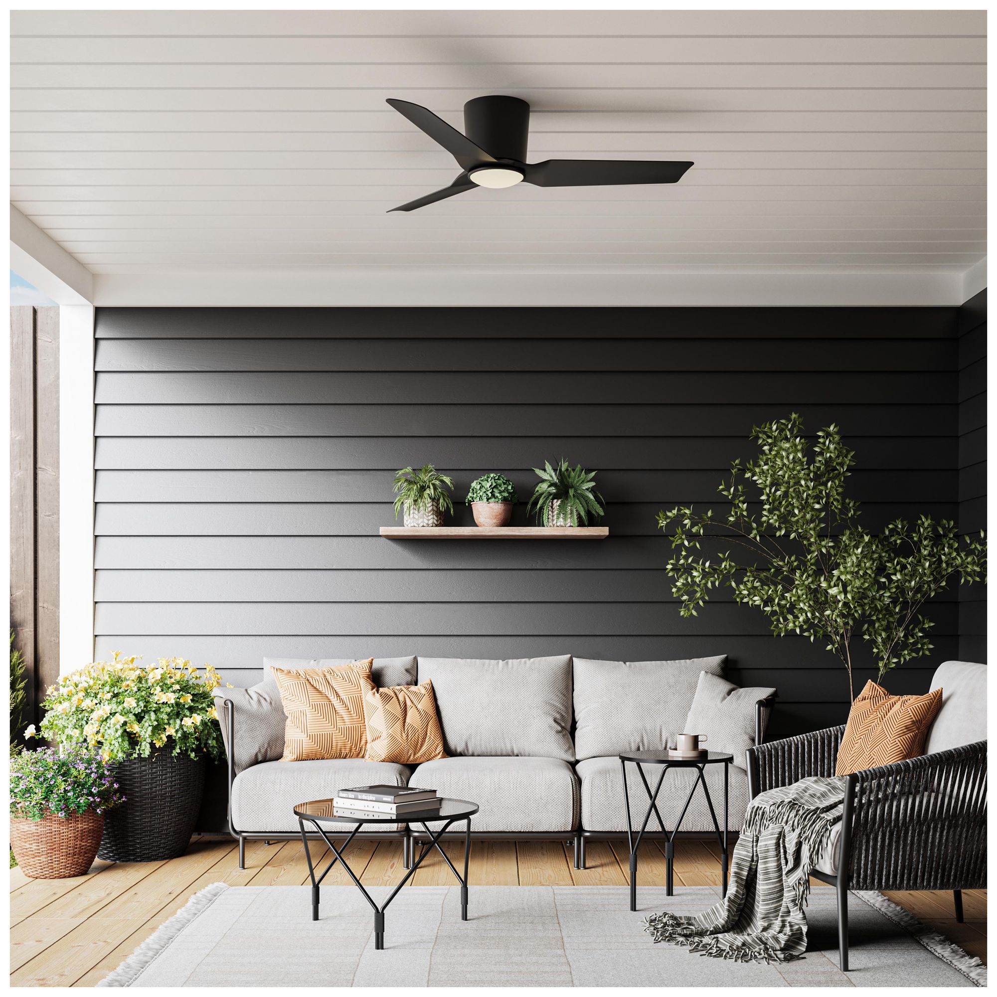 Image 2 Rynn Collection 48-in. Three Blade Flush Mount Modern LED Ceiling Fan more views