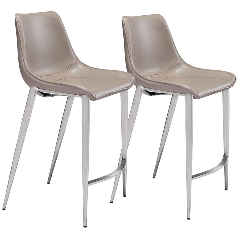 Image 2 s/2  Magnus Counter Chair Gray &amp; Silver