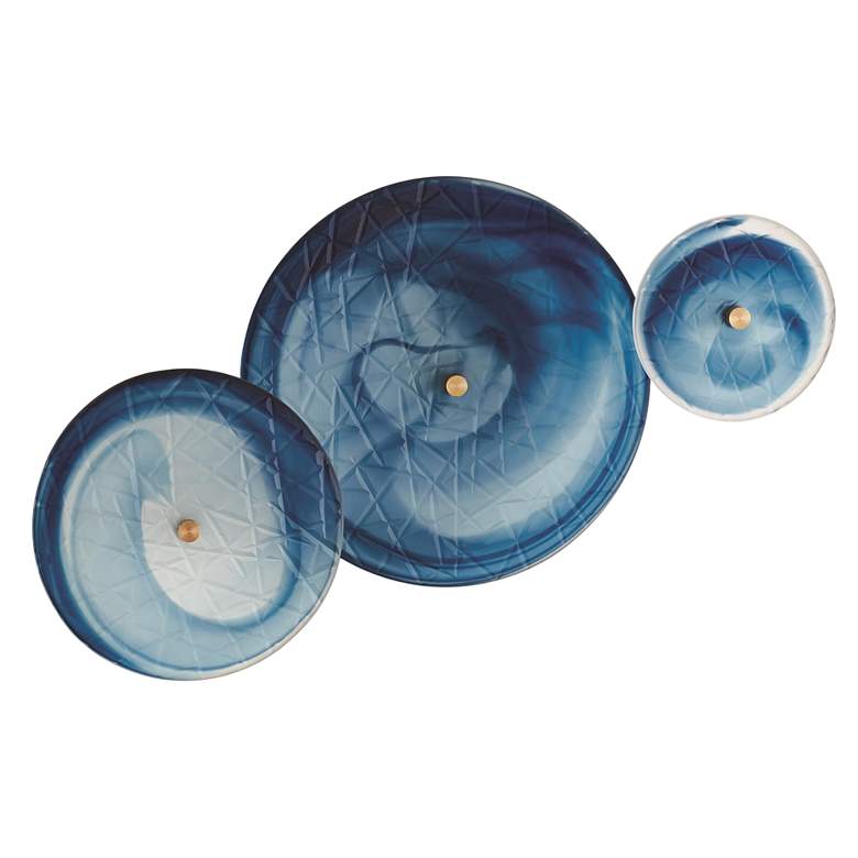 Image 1 S/3 Crosshatched Wall Discs-Blue Swirl