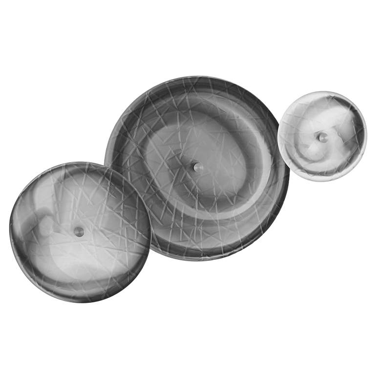 Image 1 S/3 Crosshatched Wall Discs-Grey Swirl