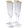 1_S/4 Hammered Champagne Glasses-Clear w/Gold Rim