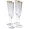 S/4 Hammered Champagne Glasses-Clear w/Gold Rim