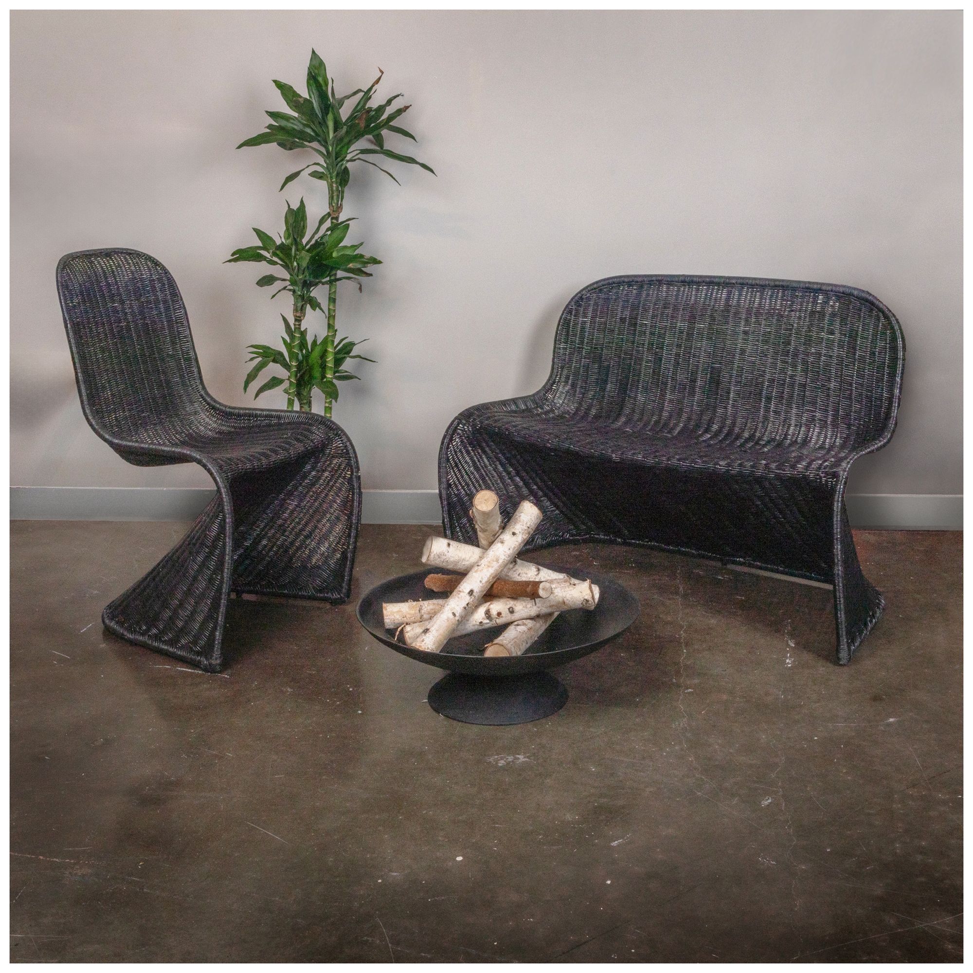 Image 2 S-Frame Woven Bench, Black more views